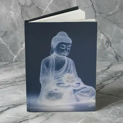 Glowing Buddha Lotus Meditation Gray Background