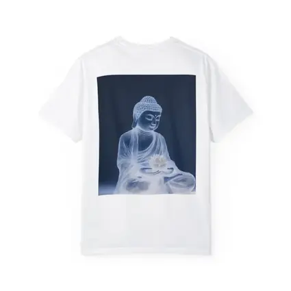 Glowing Buddha Lotus Meditation Gray Background