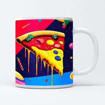 Pop Art Pizza Slice In Cosmic Space