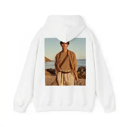 Young Man Beige Outfit Rocky Beach