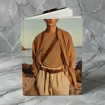 Young Man Beige Outfit Rocky Beach