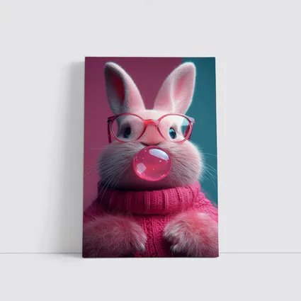 Pink Bunny Blowing Bubble Gum Art