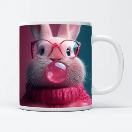 Pink Bunny Blowing Bubble Gum Art