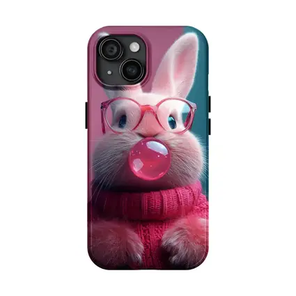 Pink Bunny Blowing Bubble Gum Art