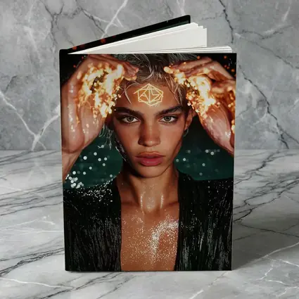 Young Man Fire Hands Mystical Dark Portrait