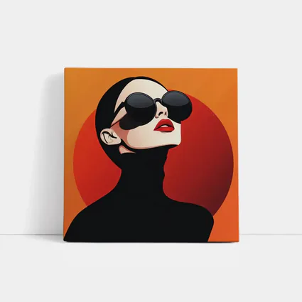 Fashion Woman Sunglasses Red Orange Background