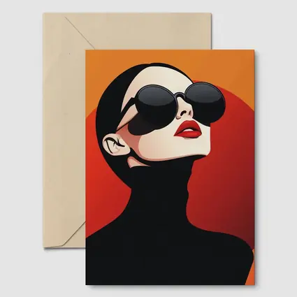 Fashion Woman Sunglasses Red Orange Background