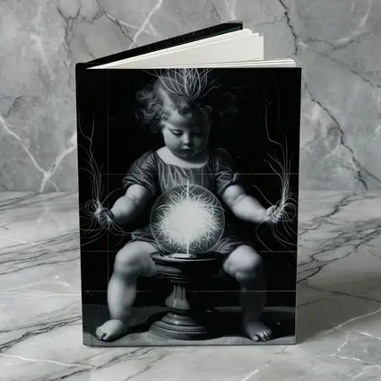 Child with Glowing Energy Ball Black Background