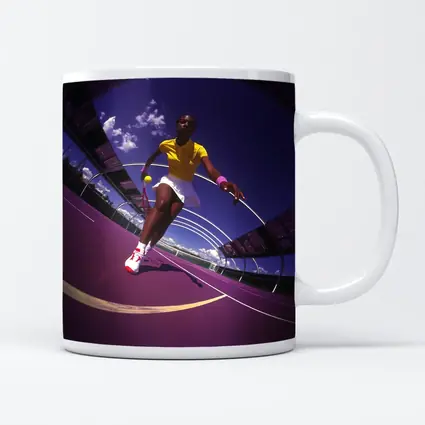 Tennis Player On Purple Court Fisheye
