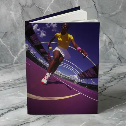 Tennis Player On Purple Court Fisheye