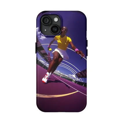 Tennis Player On Purple Court Fisheye