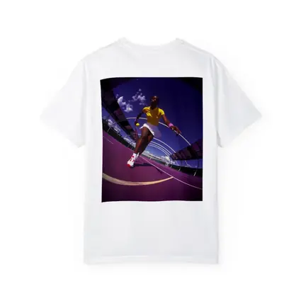 Tennis Player On Purple Court Fisheye