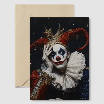 Sad Jester Clown Dark Starry Night