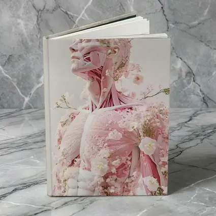Floral Anatomy Figure Pink Flowers Surreal Art