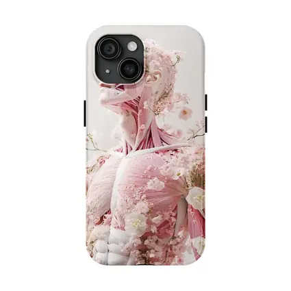 Floral Anatomy Figure Pink Flowers Surreal Art