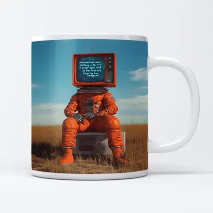 Astronaut TV Head Sitting Open Field