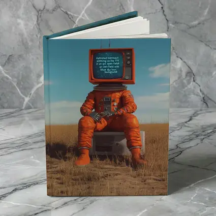 Astronaut TV Head Sitting Open Field