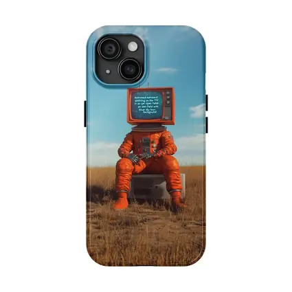 Astronaut TV Head Sitting Open Field