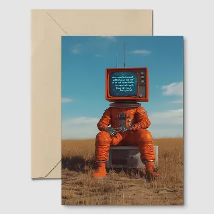 Astronaut TV Head Sitting Open Field