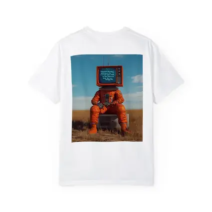 Astronaut TV Head Sitting Open Field