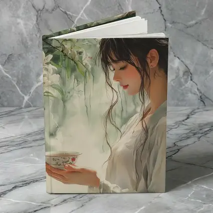 Woman Holding Tea Cup White Lilies