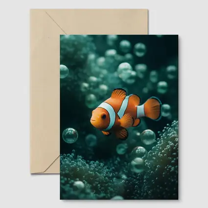 Clownfish Swimming Among Sea Anemone Bubbles