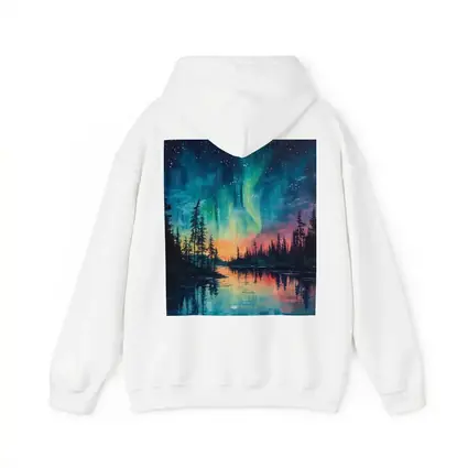 Northern Lights Aurora Forest Lake Oil Painting