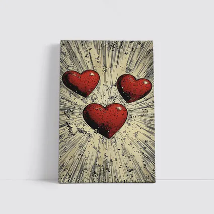 Three Red Hearts Comic Book Art Style