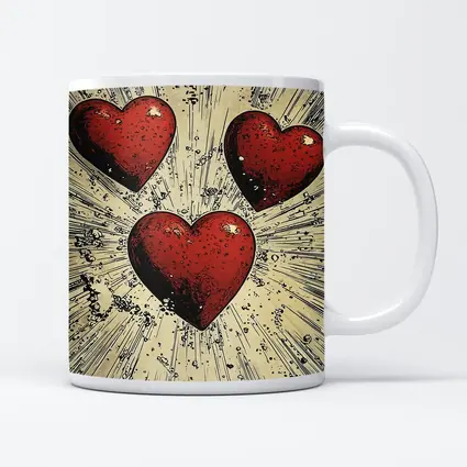 Three Red Hearts Comic Book Art Style