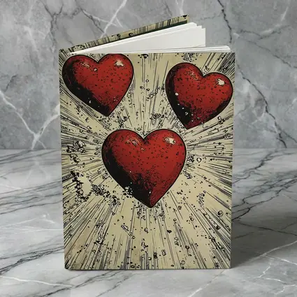Three Red Hearts Comic Book Art Style