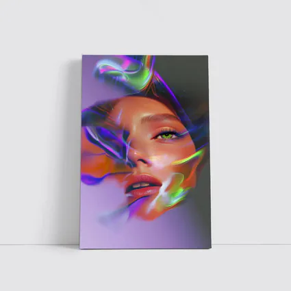 Neon Smoke Woman Face Digital Art
