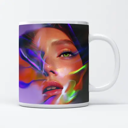 Neon Smoke Woman Face Digital Art