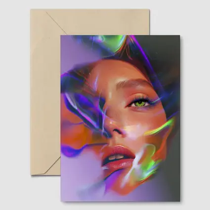 Neon Smoke Woman Face Digital Art