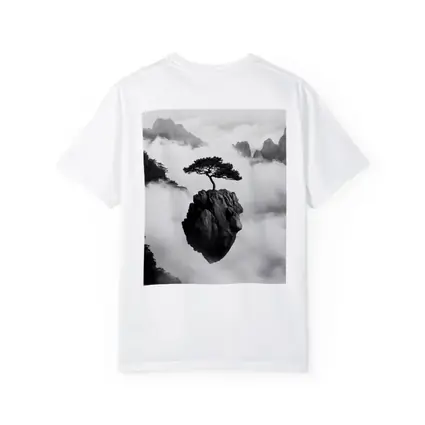 Lone Pine Tree Floating Rock Black White