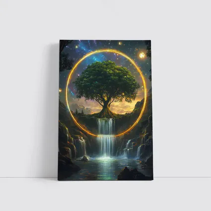 Tree of Life Waterfall Fantasy Cosmic Art