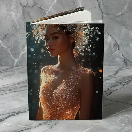 Crystal Crown Woman Orange Dress Dark Background