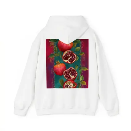 Pomegranate Fruit Botanical Art Teal Red
