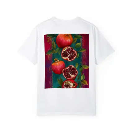 Pomegranate Fruit Botanical Art Teal Red