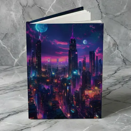 Neon Cyberpunk City Skyline At Night