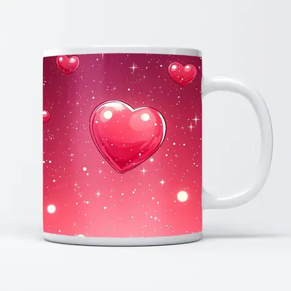 Glossy Pink Hearts Floating Sparkly Background