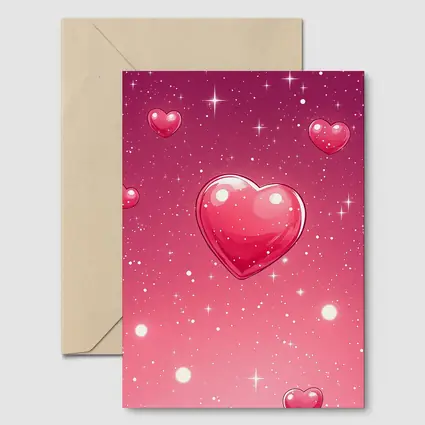 Glossy Pink Hearts Floating Sparkly Background