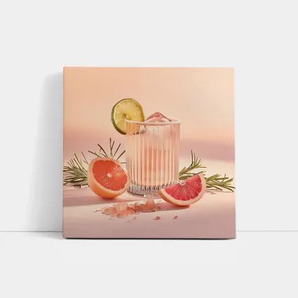 Grapefruit Cocktail Glass Pink Pastel Background