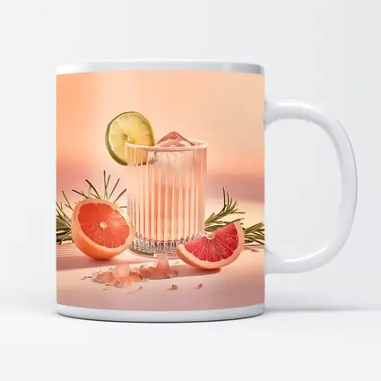 Grapefruit Cocktail Glass Pink Pastel Background