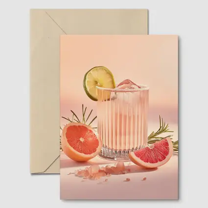 Grapefruit Cocktail Glass Pink Pastel Background
