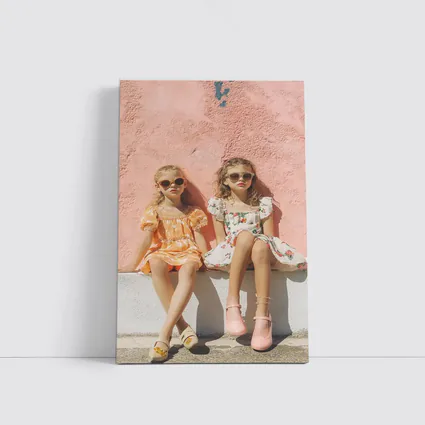 Two Girls Summer Dresses Pink Wall