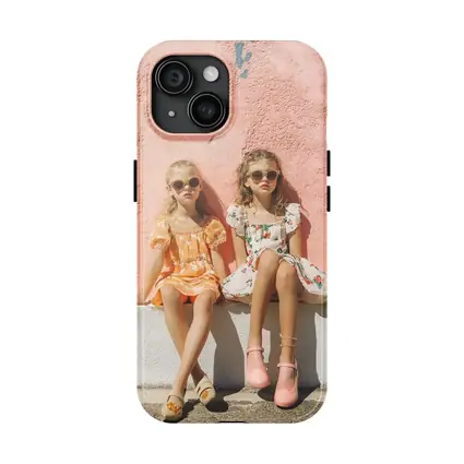 Two Girls Summer Dresses Pink Wall