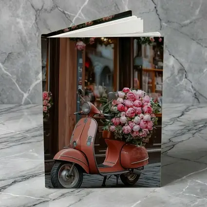 Pink Scooter Peonies Blooms European Street