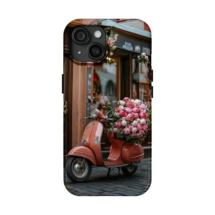 Pink Scooter Peonies Blooms European Street