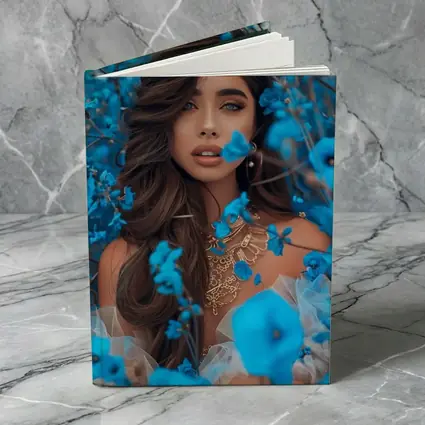 Woman Portrait Surrounded By Blue Flowers