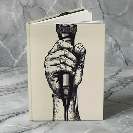 Hand Holding Microphone Black White Drawing